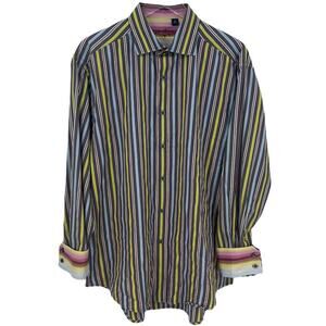Robert Graham Men's Size XL Colorful Striped Flip Cuff Casual Dress Shirt
